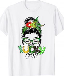One Lucky CMA Nurse Messy Bun Shamrock St Patricks Day Irish Gift Shirt