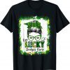 One Lucky Dialysis Nurse Messy Bun Shamrock St Patrick's Day Limited Shirt