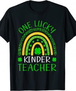 One Lucky Kinder Teacher Rainbow Leopard Lucky St. Patricks Classic Shirt