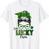 One Lucky Mom Messy Bun Shamrock St Patrick's Day Unisex Shirt