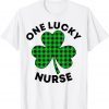 One Lucky Nurse Shamrock Green Plaid St Patrick's Day Gift Shirt