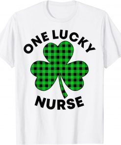 One Lucky Nurse Shamrock Green Plaid St Patrick's Day Gift Shirt