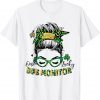 One Lucky School Bus Monitor Messy Bun St Patricks Day Classic Shirt