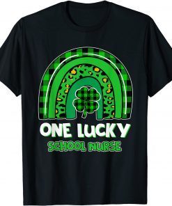 One Lucky School Nurse Rainbow Shamrock St Patrick's Day T-Shirt
