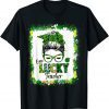 One Lucky Teacher Messy Bun Shamrock St Patrick's Day Gift T-Shirt