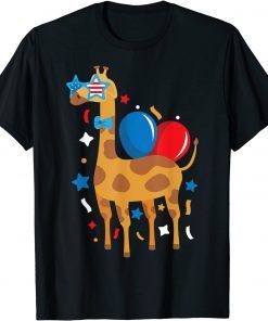Party Giraffe Balloons 4th Of July USA American Flag Classic Shirt