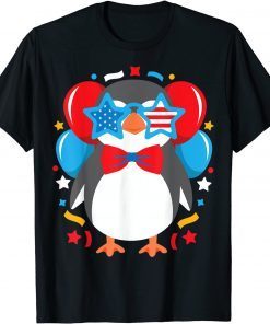 Party Penguin Balloons 4th Of July USA American Flag Gift Shirt