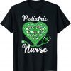 Pediatric Nurse Stethoscope Heart US Flag Shamrock Leopard Gift Shirt