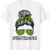 Pediatrics Nurse Women Messy Bun St Patrick's Day Shamrock Gift Shirt