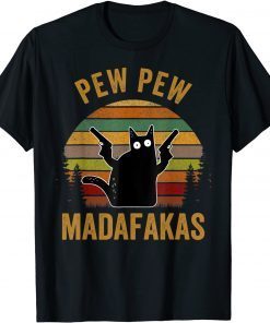 Pew Madafakas Pew Guns Black Cat Unisex Shirt