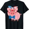 Pig USA Flag Ribbon Glasses 4th Of July Merica Classic Shirt