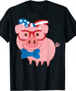 Pig USA Flag Ribbon Glasses 4th Of July Merica Classic Shirt