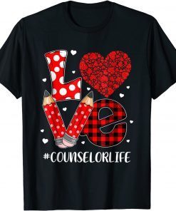 Plaid Heart LOVE Counselor Valentine Day Christmas Classic Shirt
