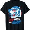 Red White And Roar Tiger 4th Of July USA American Flag Unisex Shirt