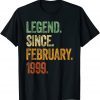 Retro 1999 Birthday February Born Legend Since 1999 Gift Shirt