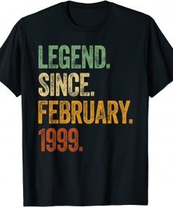 Retro 1999 Birthday February Born Legend Since 1999 Gift Shirt