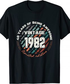 Retro 40th Birthday Est 1982 Vintage Old Limited Edition T-Shirt