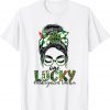 Shamrock One Lucky One lucky Kindergarten teacher Messy Bun Unisex Shirt
