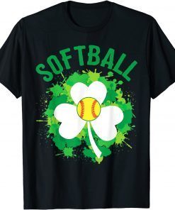 Softball Shamrock Lucky Clover Irish St Patrick's Day Classic Shirt