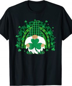 St Patricks Day Gnome Holding Lucky Shamrock Leopard Rainbow 2022 Shirt