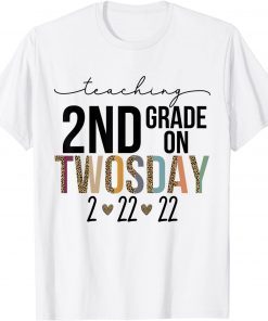 Teaching 2nd Grade On Twosday 2022 Cute 2-22-22 Leopard Classic Shirt