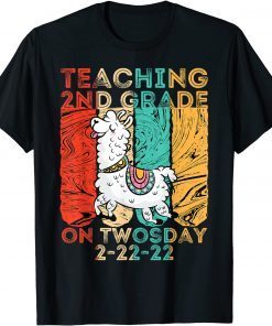 Teaching 2nd Grade On Twosday Llama 2-22-22 February Vintage Unisex Shirt