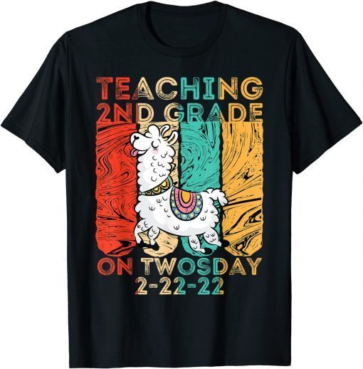 Teaching 2nd Grade On Twosday Llama 2-22-22 February Vintage Unisex Shirt