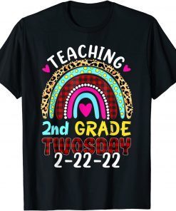 Teaching 2nd Grade on Twosday 2-22-22 Rainbow Leopard Plaid Gift Shirt