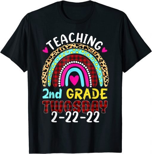 Teaching 2nd Grade on Twosday 2-22-22 Rainbow Leopard Plaid Gift Shirt