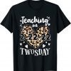 Teaching On Twosday 2-22-2022 Leopard Heart Twosday Gift Shirt