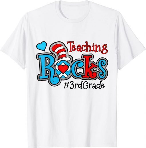 Teaching Rocks Teach Love Inspire 3rd Third Grade Teacher Gift T-Shirt