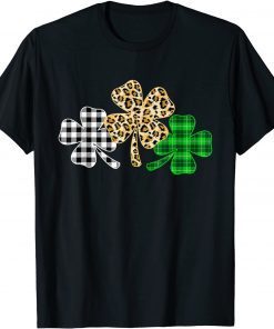 Three Clover Shamrock Green Leopard Plaid St. Patrick's Day Limited Shirt