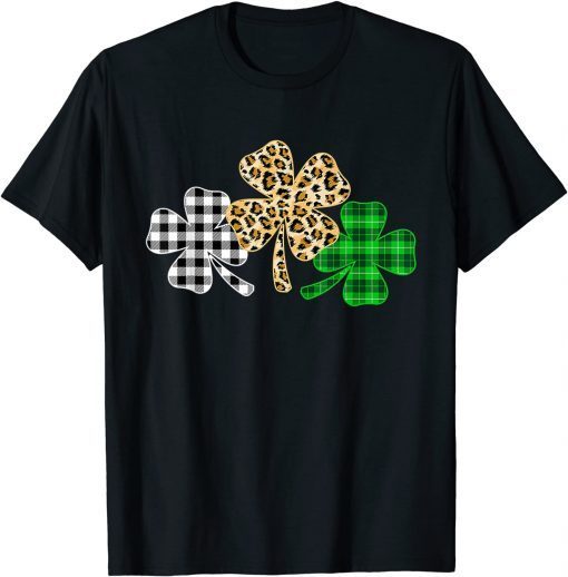 Three Clover Shamrock Green Leopard Plaid St. Patrick's Day Limited Shirt