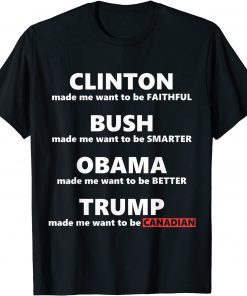 Trump Makes Me Want To Be Canadian Anti Trump Political Official Shirt