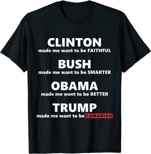 Trump Makes Me Want To Be Canadian Anti Trump Political Official Shirt