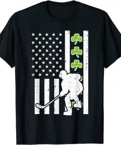 US Flag Shamrock Ice Hockey St Patrick Day Gift Shirt