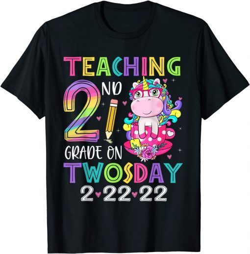 Unicorn Teaching 2nd Grade On Twosday Teacher Student Classic T-Shirt