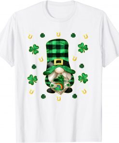 Unique Gnome St. Patricks Day - Cute Buffalo Plaid Shamrock Classic Shirt