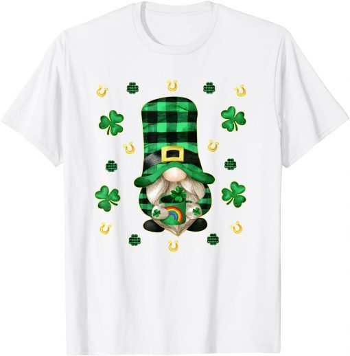 Unique Gnome St. Patricks Day - Cute Buffalo Plaid Shamrock Classic Shirt