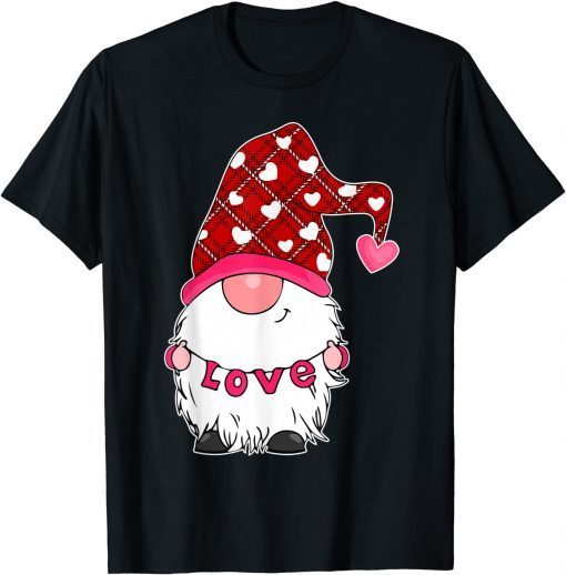 Valentine Gnome Love Hat Valentine's Day Buffalo Red Plaid Unisex Shirt