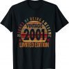 Vintage 2001 Limited Edition 21 Year Old 21st Birthday Unisex Shirt