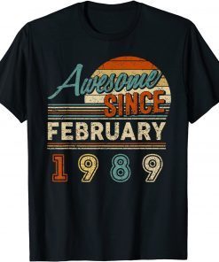 Vintage Awesome Since February 1989 33 Year Old Birthday T-Shirt