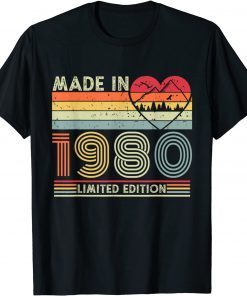 Vintage Born in 1980 Limited Edition 42 Year Old Birthday Limited Shirt