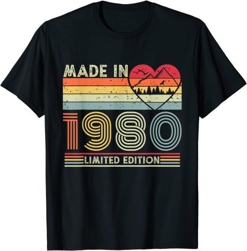 Vintage Born in 1980 Limited Edition 42 Year Old Birthday Limited Shirt