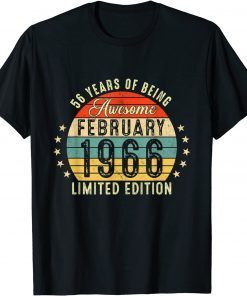 Vintage February 1966 56Th Birthday 56 Year Old Gift Shirt