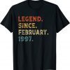 Vintage Legend Since February 1997 25th Birthday Gift Shirt