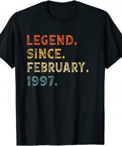 Vintage Legend Since February 1997 25th Birthday Gift Shirt