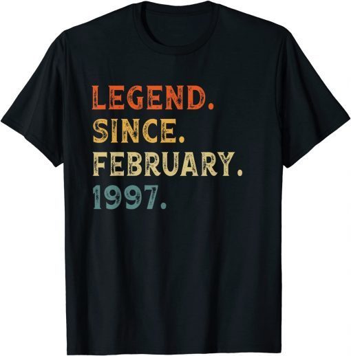 Vintage Legend Since February 1997 25th Birthday Gift Shirt