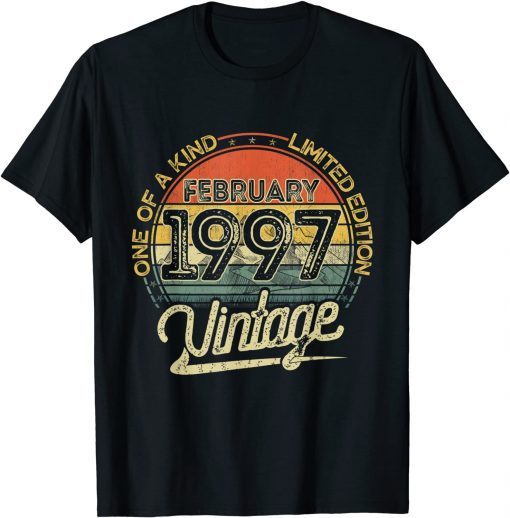 Vintage Retro February 1997 25th Birthday 25 Years Old Unisex Shirt