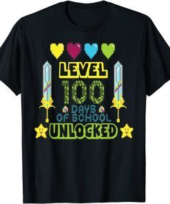 level 100 Days Of School unlocked Gamer Video Game Limited T-Shirt
